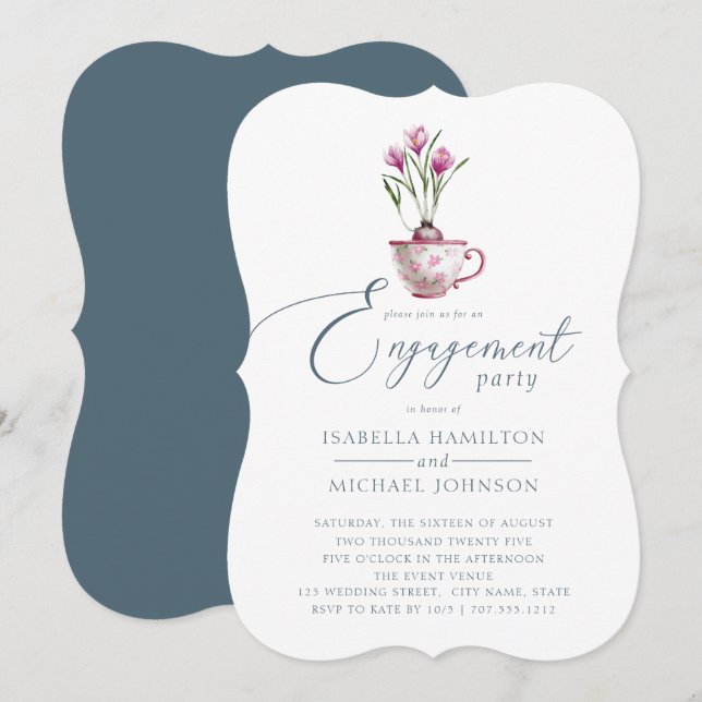 Beautiful Watercolor Floral Engagement Party Einladung (Vorne/Hinten)
