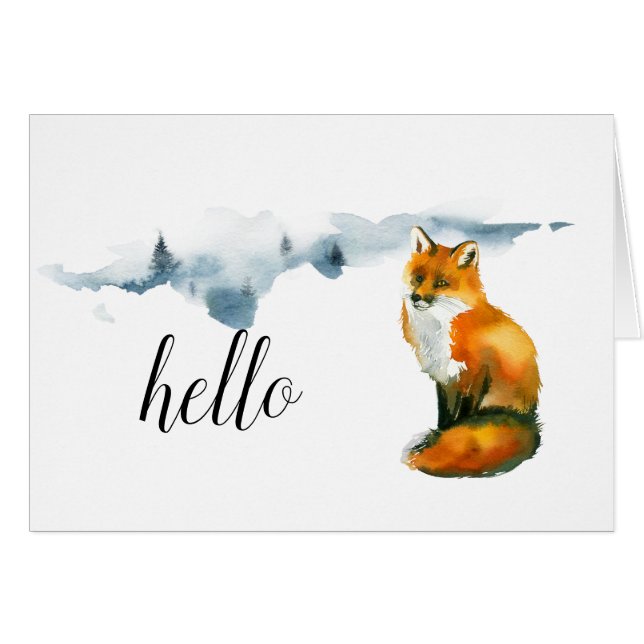 Beautiful Watercolor Fox Art Customized Note Card (Vorderseite (Horizontal))