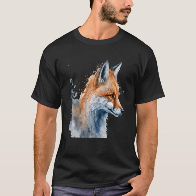 Beautiful Watercolor Fox Portrait T-Shirt (Vorderseite)
