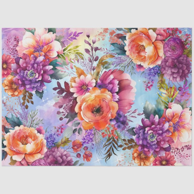 Beautiful Watercolor Garden Blume Entdecken Seidenpapier (Vorderseite)