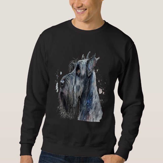 Beautiful Watercolor Giant Schnauzer Portrait Sweatshirt (Vorderseite)