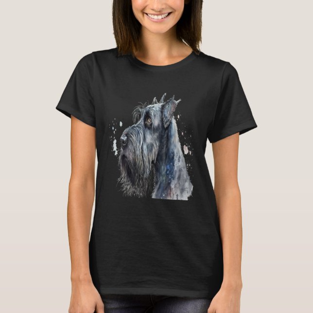 Beautiful Watercolor Giant Schnauzer Portrait T-Shirt (Vorderseite)