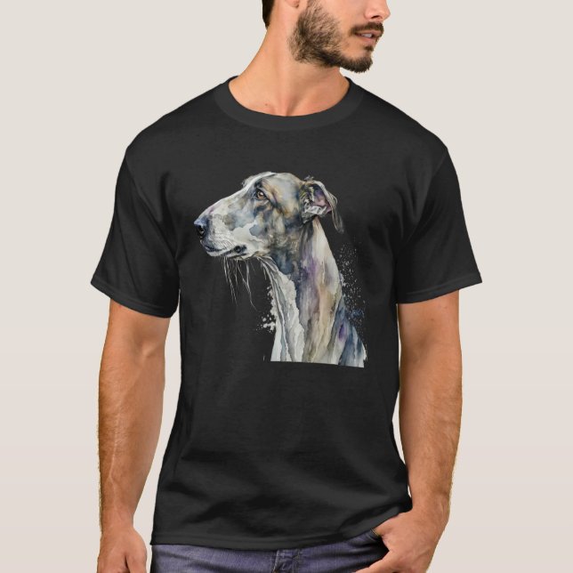 Beautiful Watercolor Greyhound Portrait T-Shirt (Vorderseite)