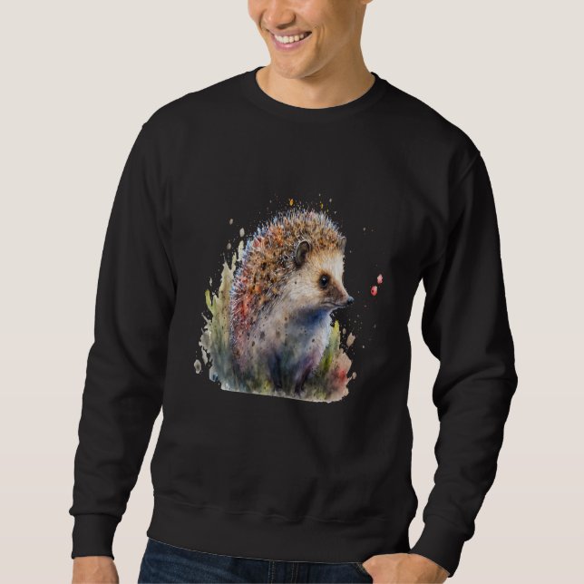 Beautiful Watercolor Hedgehog Portrait Sweatshirt (Vorderseite)