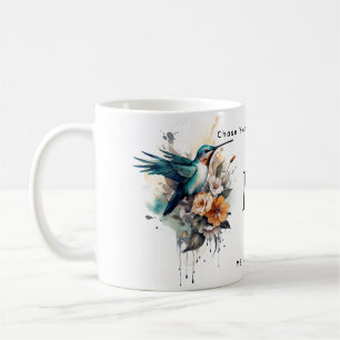 Beautiful Watercolor Hummingbird Monogram Name Kaffeetasse