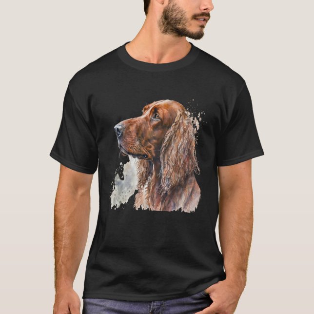 Beautiful Watercolor Irish Setter Portrait T-Shirt (Vorderseite)