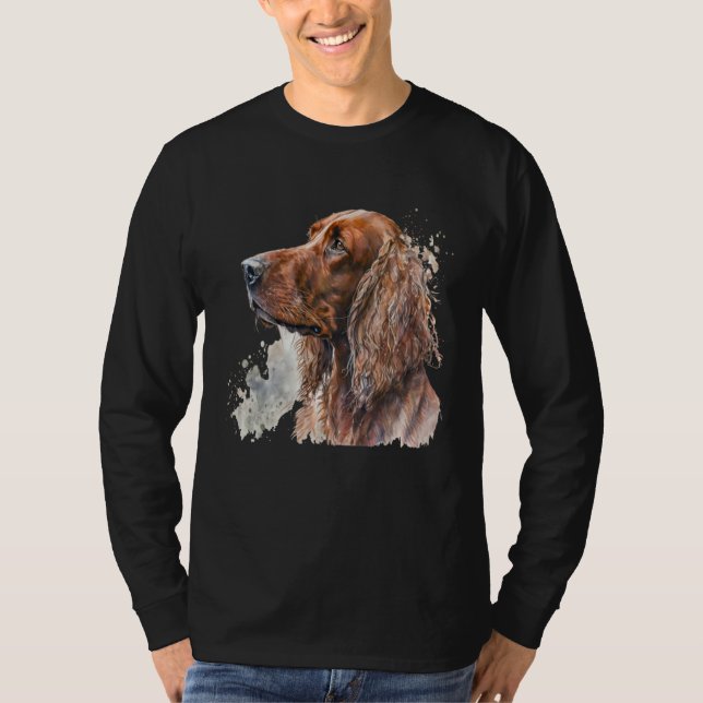 Beautiful Watercolor Irish Setter Portrait T-Shirt (Vorderseite)