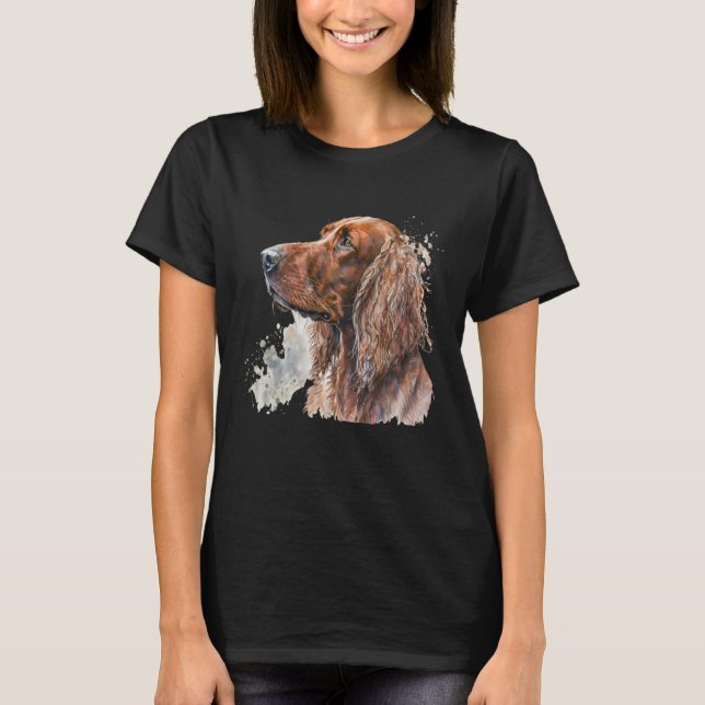 Beautiful Watercolor Irish Setter Portrait T-Shirt (Vorderseite)