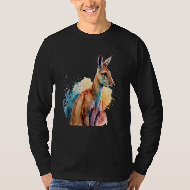 Beautiful Watercolor Kangaroo Portrait T-Shirt (Vorderseite)