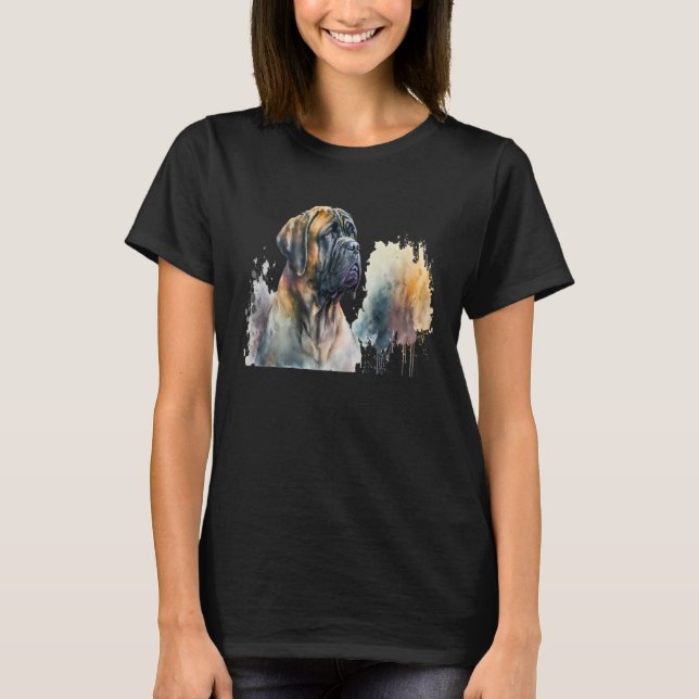 Beautiful Watercolor Mastiff Portrait T-Shirt (Vorderseite)