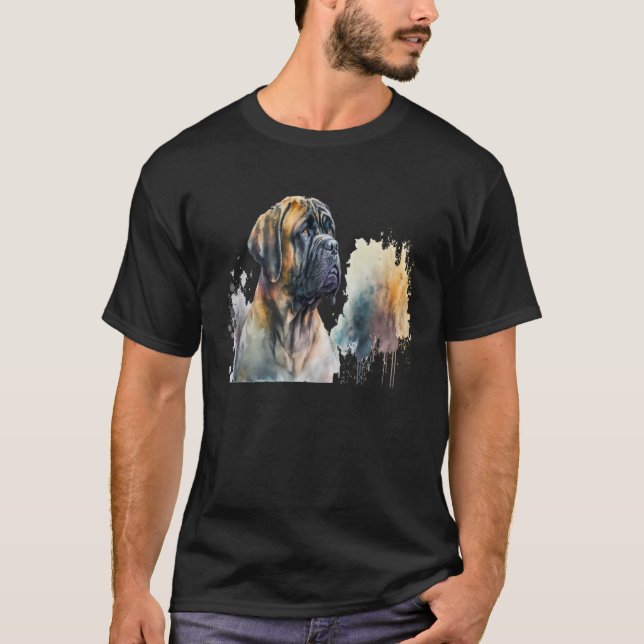 Beautiful Watercolor Mastiff Portrait T-Shirt (Vorderseite)