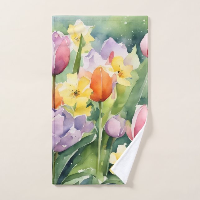 Beautiful watercolor of Tulips Handtuch (Handtuch)
