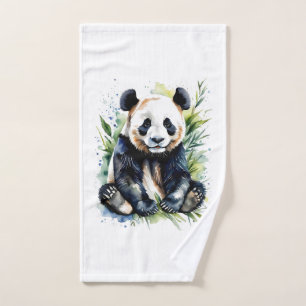 Beautiful Watercolor Panda Bear Badhandtuch Set