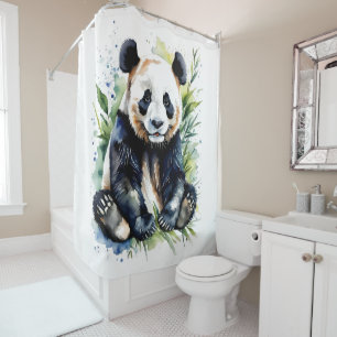 Beautiful Watercolor Panda Bear Duschvorhang