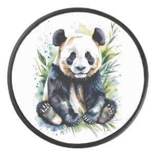 Beautiful Watercolor Panda Bear Eishockey Puck