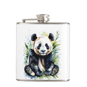 Beautiful Watercolor Panda Bear Flachmann