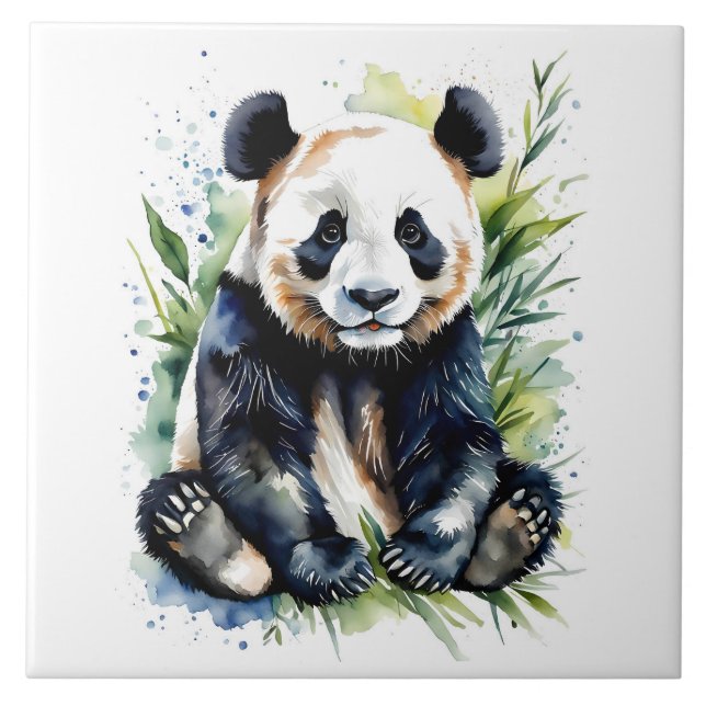 Beautiful Watercolor Panda Bear Fliese (Vorderseite)