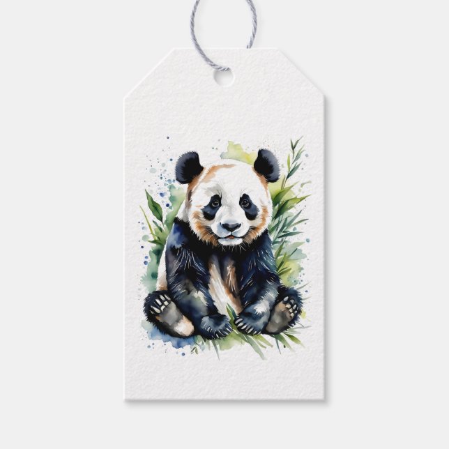 Beautiful Watercolor Panda Bear Geschenkanhänger (Vorderseite)