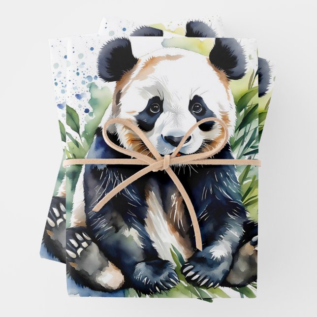 Beautiful Watercolor Panda Bear Geschenkpapier Set (Beispiel)