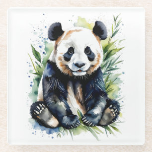 Beautiful Watercolor Panda Bear Glasuntersetzer