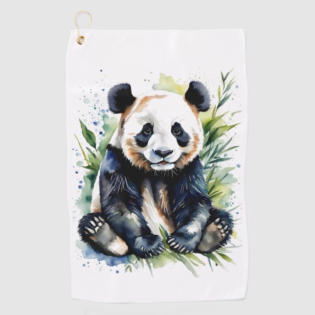 Beautiful Watercolor Panda Bear Golfhandtuch (Vorderseite)