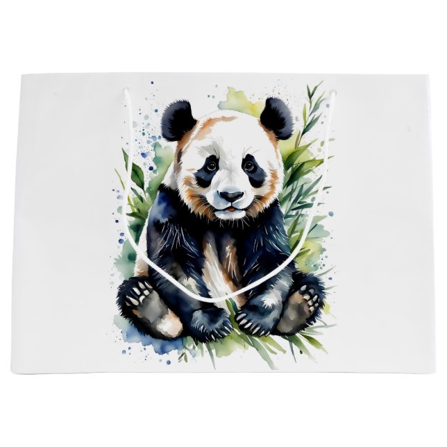 Beautiful Watercolor Panda Bear Große Geschenktüte (Vorderseite)