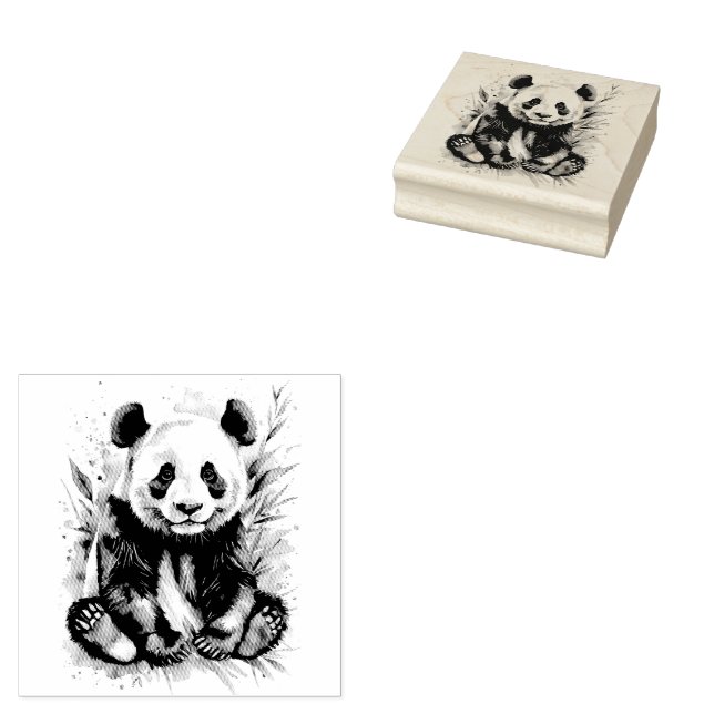 Beautiful Watercolor Panda Bear Gummistempel (Stempel)