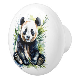 Beautiful Watercolor Panda Bear Keramikknauf
