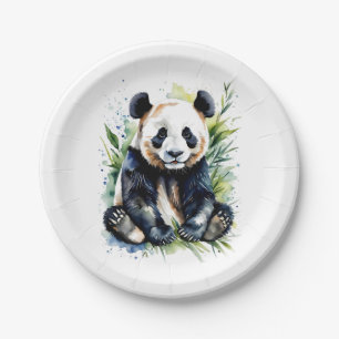Beautiful Watercolor Panda Bear Pappteller