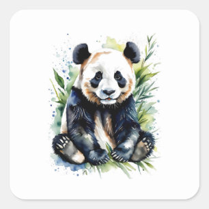 Beautiful Watercolor Panda Bear Quadratischer Aufkleber