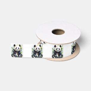 Beautiful Watercolor Panda Bear Satinband