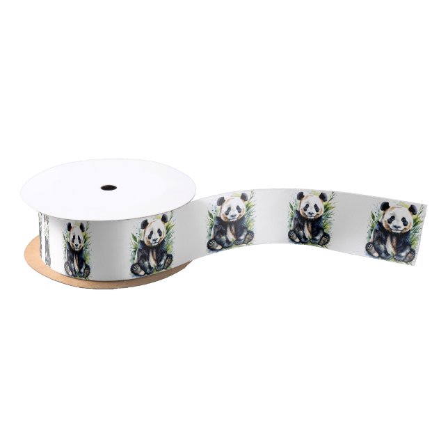 Beautiful Watercolor Panda Bear Satinband (Spule)