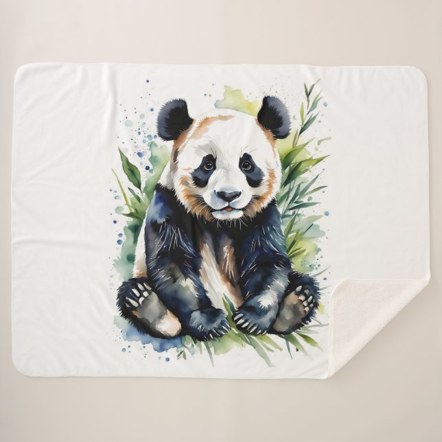Beautiful Watercolor Panda Bear Sherpadecke (Vorderseite (Horizontal))