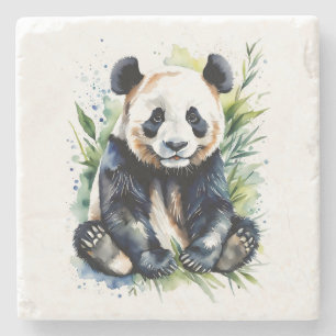 Beautiful Watercolor Panda Bear Steinuntersetzer