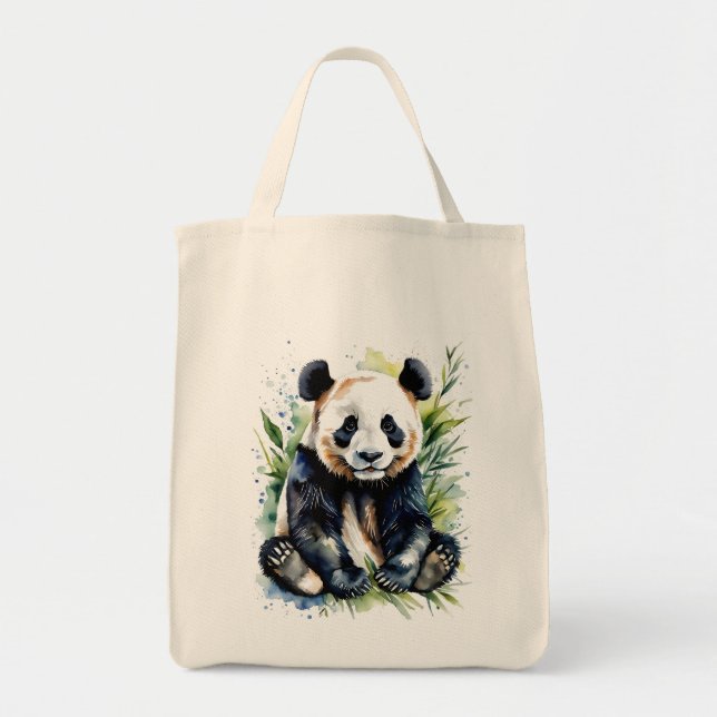 Beautiful Watercolor Panda Bear Tragetasche (Vorne)
