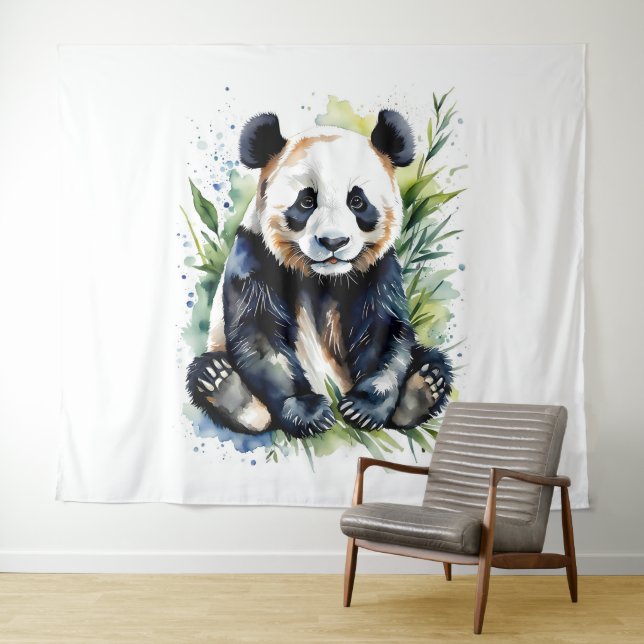 Beautiful Watercolor Panda Bear Wandteppich (Beispiel (Horizontal))