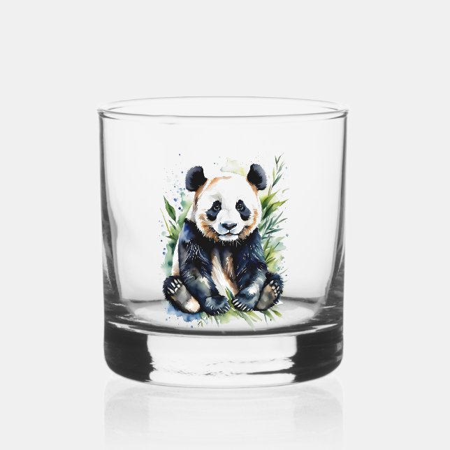Beautiful Watercolor Panda Bear Whiskyglas (Vorderseite)