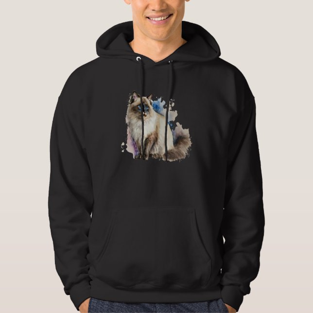 Beautiful Watercolor Ragdoll cat Portrait Hoodie (Vorderseite)