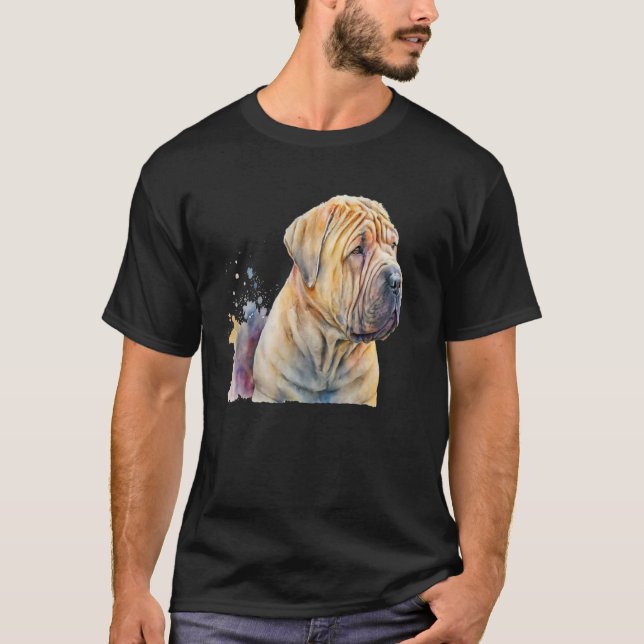 Beautiful Watercolor Shar Pei Portrait T-Shirt (Vorderseite)