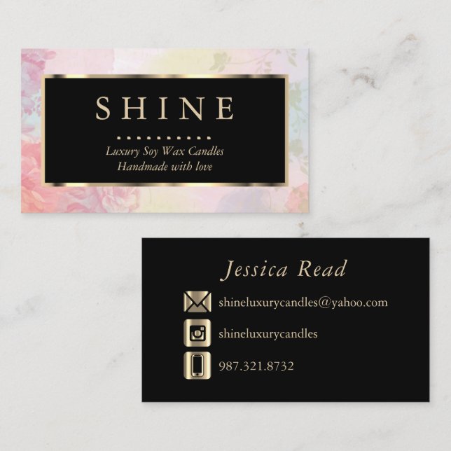 Beautiful Watercolor und Gold Business Card Visitenkarte (Vorne/Hinten)