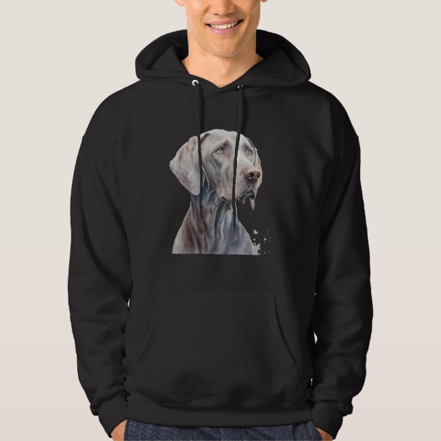 Beautiful Watercolor Weimaraner Portrait Hoodie (Vorderseite)
