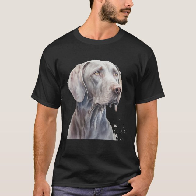 Beautiful Watercolor Weimaraner Portrait T-Shirt (Vorderseite)