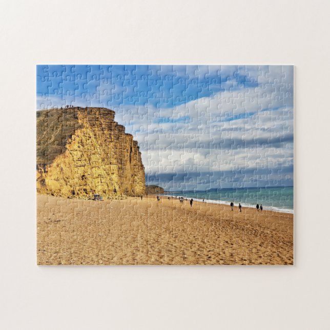 Beautiful West Bay Beach Cliff Blue Sea Puzzle (Horizontal)