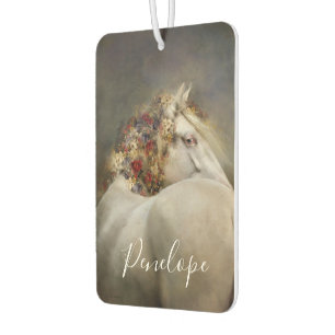 Beautiful White Horse Boho Monogram Name Autolufterfrischer