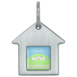 Beautiful White Horses Custom Pet Name Tiermarke