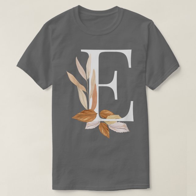 Beautiful White Letter E Fall Autumn Initial Leave T-Shirt (Design vorne)