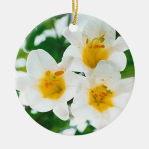 Beautiful White lilies - Lilium candidum   Keramik Ornament