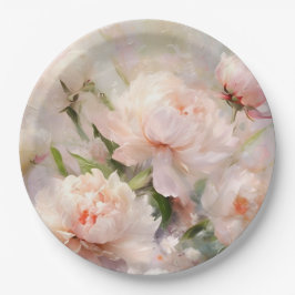 Beautiful White & Pink Peonies On Pink Background Pappteller