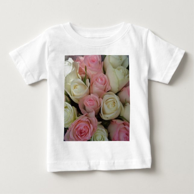 Beautiful White Roses Blume Bouquet Baby T-shirt (Vorderseite)