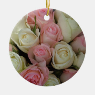Beautiful White Roses Blume Bouquet Keramikornament